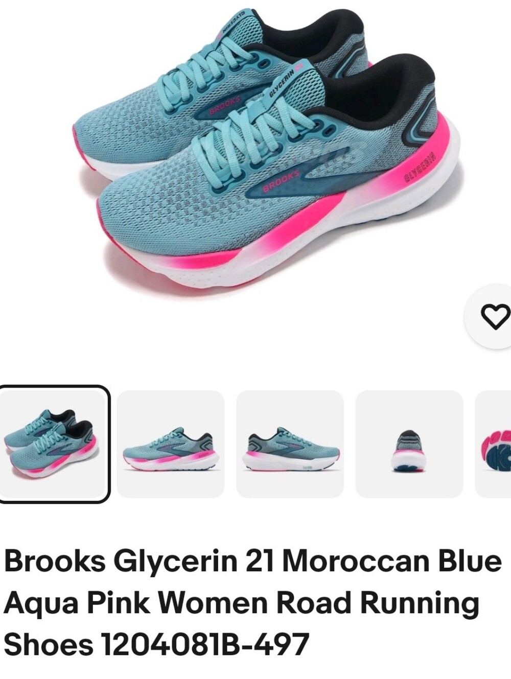 Brooks Glycerin 21 Moroccan Blue Aqua Pink Women Road Running Shoes